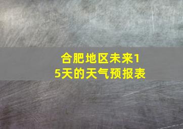 合肥地区未来15天的天气预报表