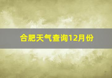 合肥天气查询12月份