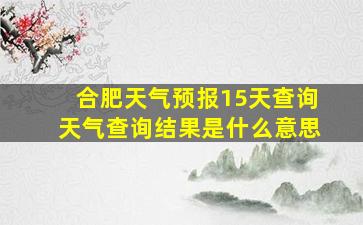 合肥天气预报15天查询天气查询结果是什么意思