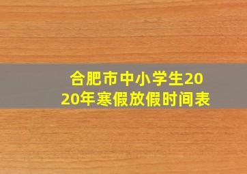 合肥市中小学生2020年寒假放假时间表