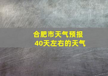 合肥市天气预报40天左右的天气