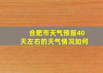 合肥市天气预报40天左右的天气情况如何