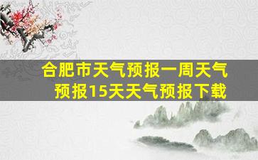 合肥市天气预报一周天气预报15天天气预报下载