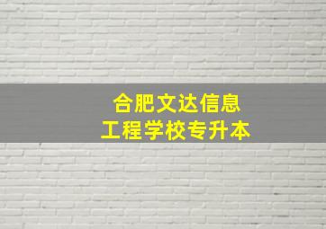 合肥文达信息工程学校专升本