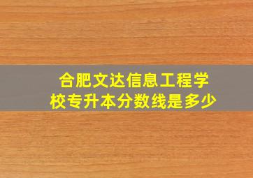 合肥文达信息工程学校专升本分数线是多少