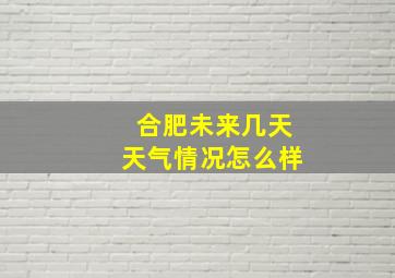 合肥未来几天天气情况怎么样