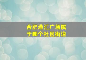 合肥港汇广场属于哪个社区街道