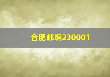 合肥邮编230001