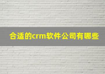 合适的crm软件公司有哪些