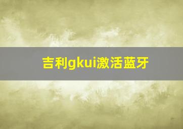 吉利gkui激活蓝牙