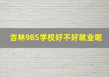 吉林985学校好不好就业呢