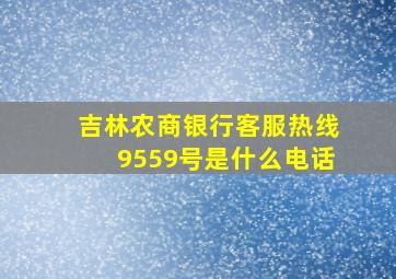 吉林农商银行客服热线9559号是什么电话