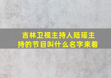 吉林卫视主持人陆瑶主持的节目叫什么名字来着