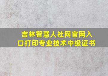 吉林智慧人社网官网入口打印专业技术中级证书