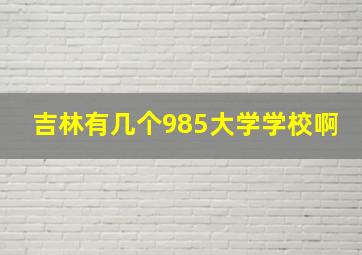 吉林有几个985大学学校啊