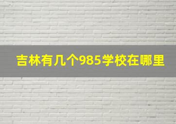 吉林有几个985学校在哪里