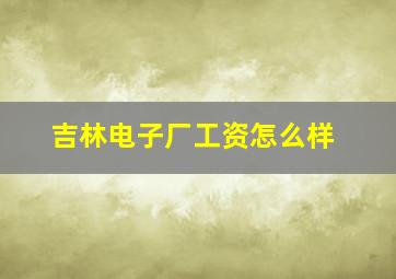 吉林电子厂工资怎么样