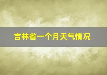 吉林省一个月天气情况