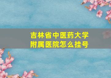 吉林省中医药大学附属医院怎么挂号