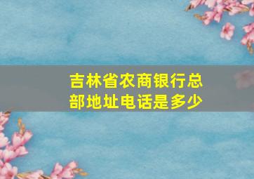 吉林省农商银行总部地址电话是多少