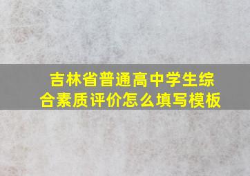 吉林省普通高中学生综合素质评价怎么填写模板