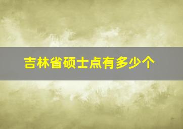 吉林省硕士点有多少个