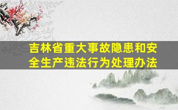 吉林省重大事故隐患和安全生产违法行为处理办法