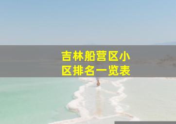 吉林船营区小区排名一览表