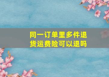 同一订单里多件退货运费险可以退吗