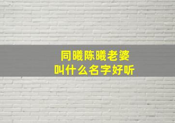 同曦陈曦老婆叫什么名字好听