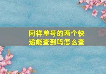 同样单号的两个快递能查到吗怎么查