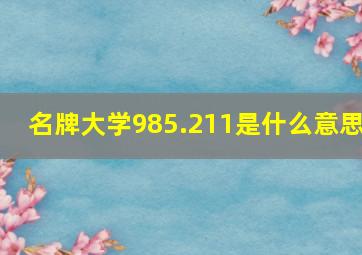 名牌大学985.211是什么意思