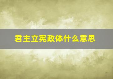 君主立宪政体什么意思