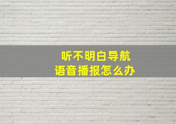 听不明白导航语音播报怎么办