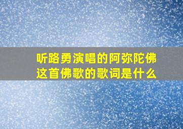 听路勇演唱的阿弥陀佛这首佛歌的歌词是什么