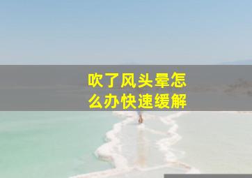 吹了风头晕怎么办快速缓解