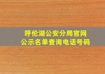 呼伦湖公安分局官网公示名单查询电话号码