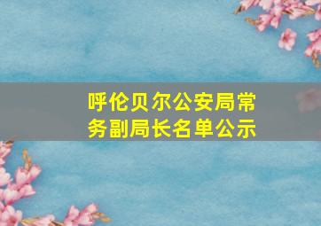 呼伦贝尔公安局常务副局长名单公示