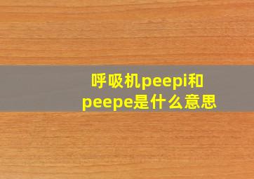 呼吸机peepi和peepe是什么意思