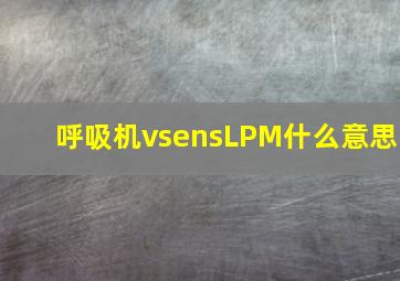 呼吸机vsensLPM什么意思