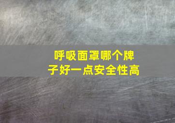 呼吸面罩哪个牌子好一点安全性高