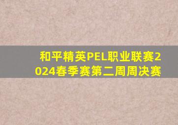 和平精英PEL职业联赛2024春季赛第二周周决赛