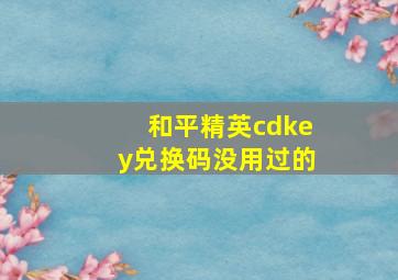 和平精英cdkey兑换码没用过的