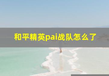 和平精英pai战队怎么了