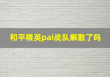 和平精英pai战队解散了吗