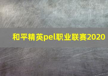 和平精英pel职业联赛2020