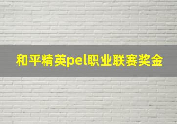 和平精英pel职业联赛奖金