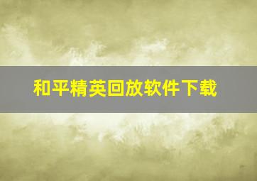 和平精英回放软件下载