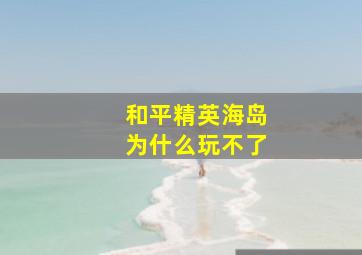 和平精英海岛为什么玩不了