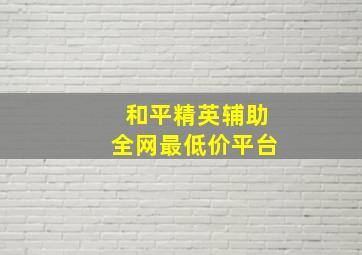 和平精英辅助全网最低价平台